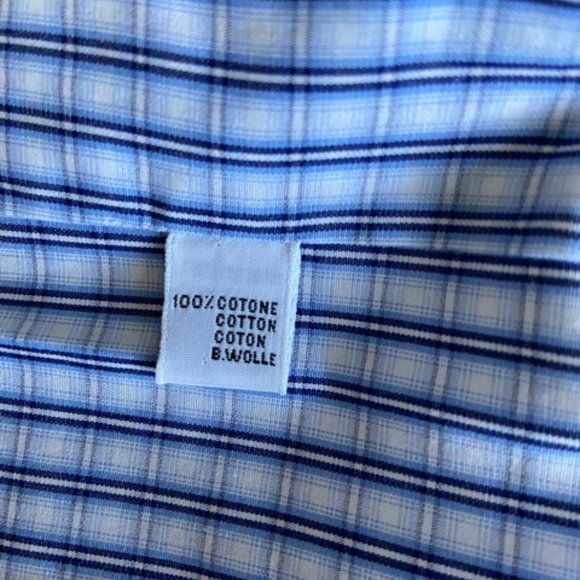 Kiton Men's Dress Shirt Blue Plaid Pattern in Size 17/43 EUC - Picture 16 of 16